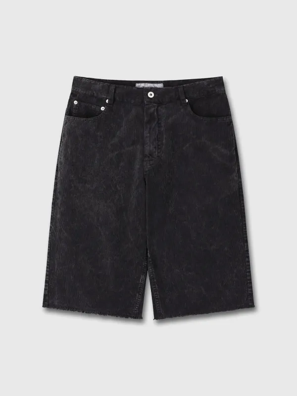 RAW-HEM OVERDYE CORDUROY SHORTS_ CARBON PIGMENT