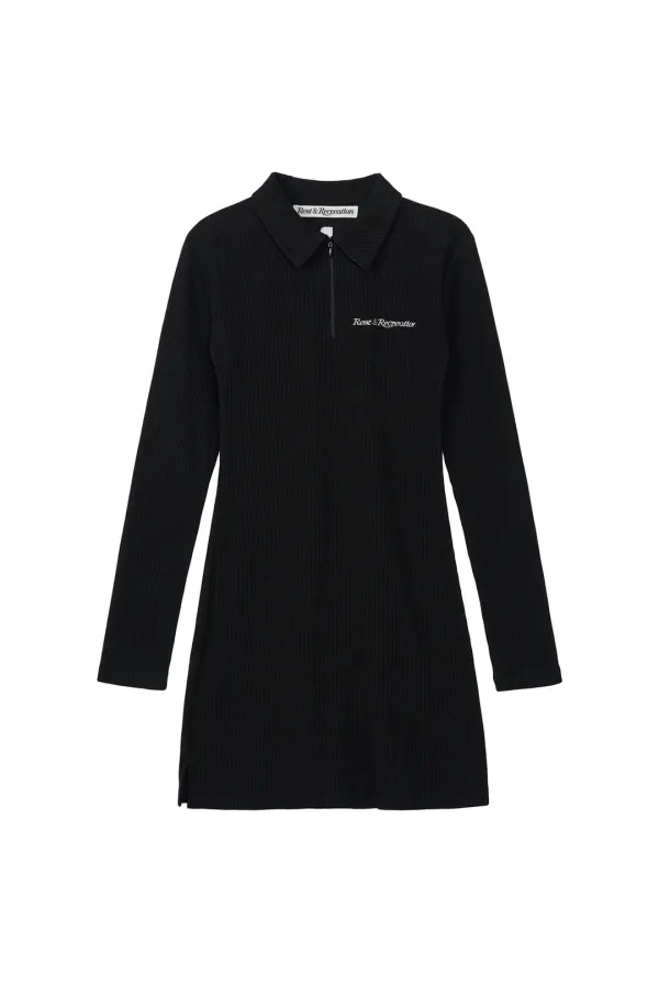 RR HALF ZIP-UP DRESS - BLACK