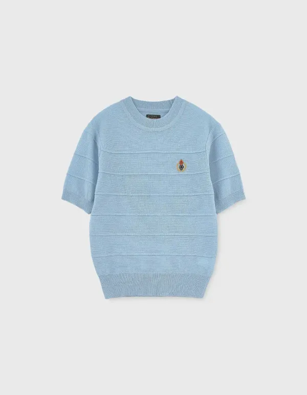 CREST MERINO WOOL HALF SLEEVE (W) / Sky Blue