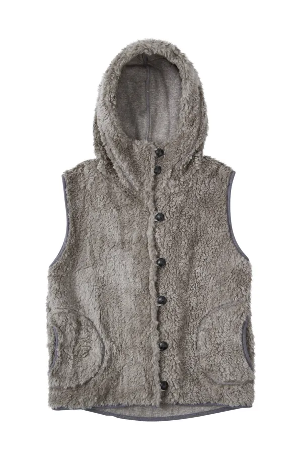 Fluffy Hooded Vest_Grey