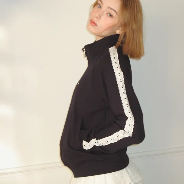 SIDE LACE SWEAT TRACK ZIP UP NAVY