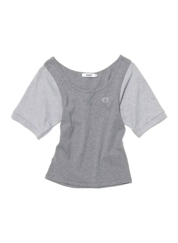 [WOMEN] SCOOP-NECK BAT SLEEVE TOP_MELANGE
