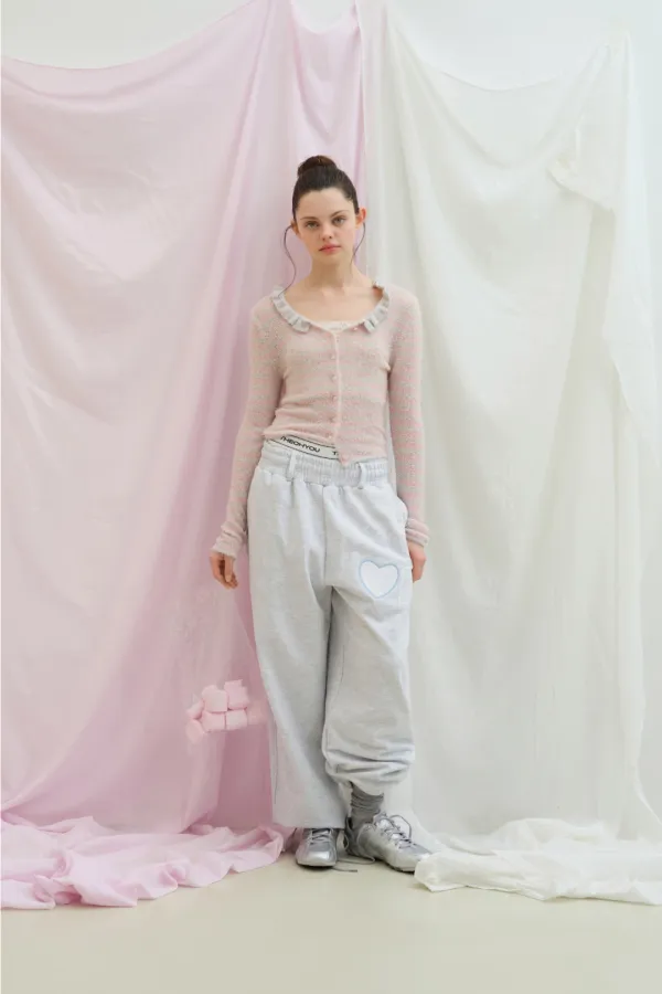 SUMMER FURRY STRIPE KNIT CARDIGAN (BABY PINK)