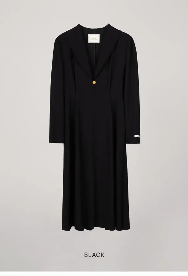 SHAWL COLLAR LONG DRESS_BLACK