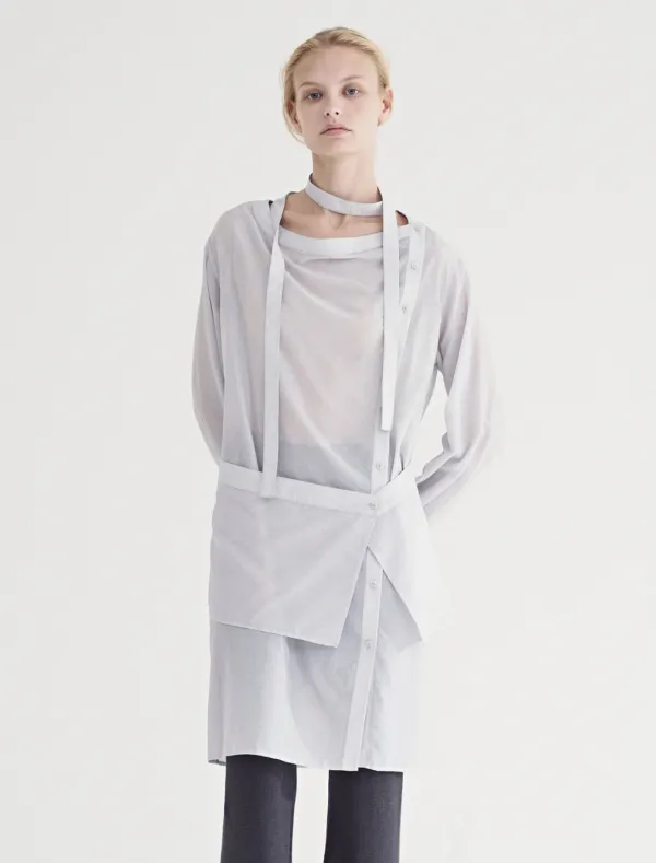 STRAP DETAIL BUTTON DRESS [LIGHT BLUE]