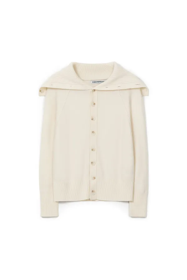 WIDE COLLAR CARDIGAN, IVORY