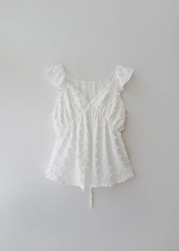 Bell shirring blouse (white)