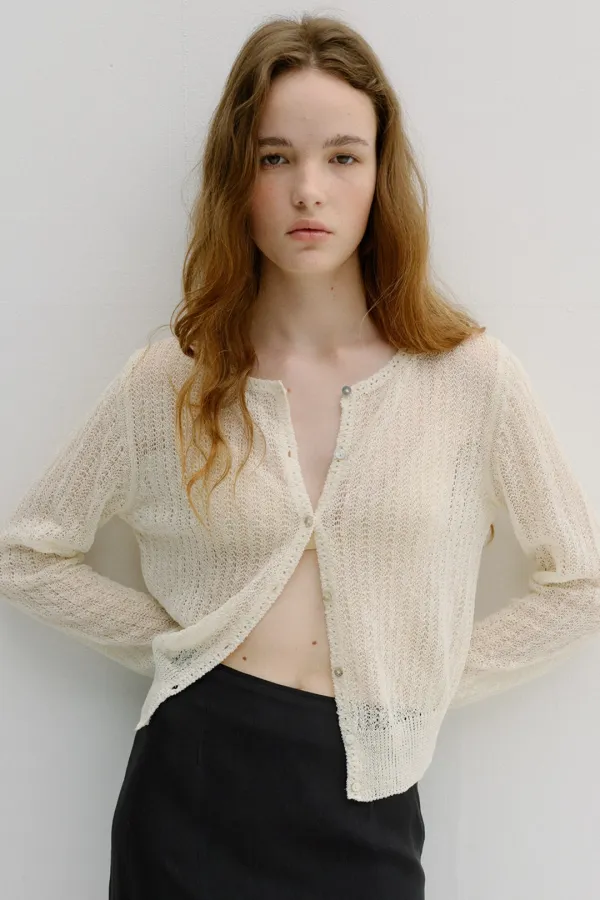 linen crochet cardigan (cream)