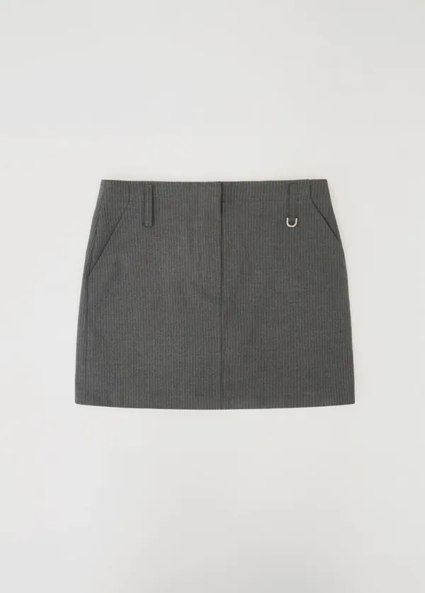 CHIXLABEL H 레이니 스트라이프 스커트팬츠 - Charcoal