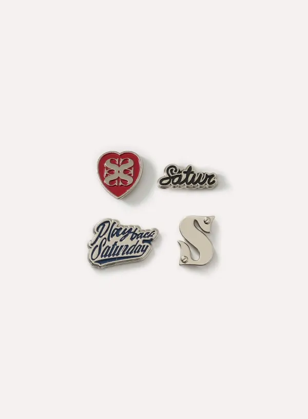 [신예은 Pick] Retro Graphic Brooch Set - Silver