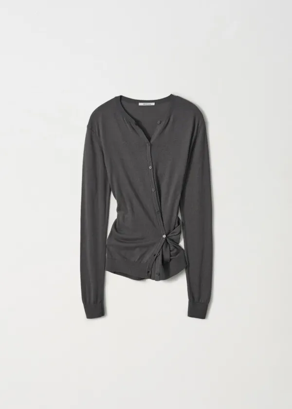 [2nd] Silk Blend Two-Way Knit Cardigan_Charcoal