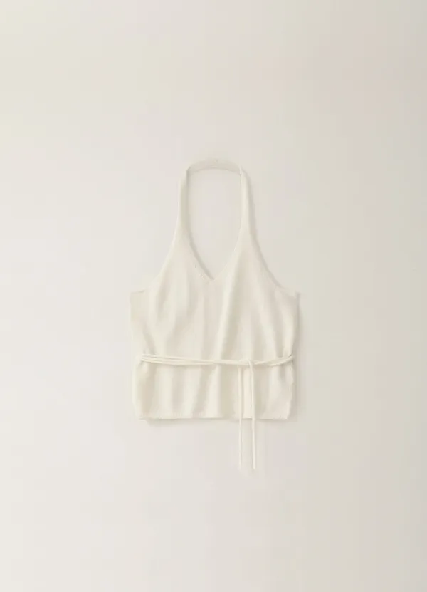 2ND / Halterneck String Knit Sleeveless - Ivory