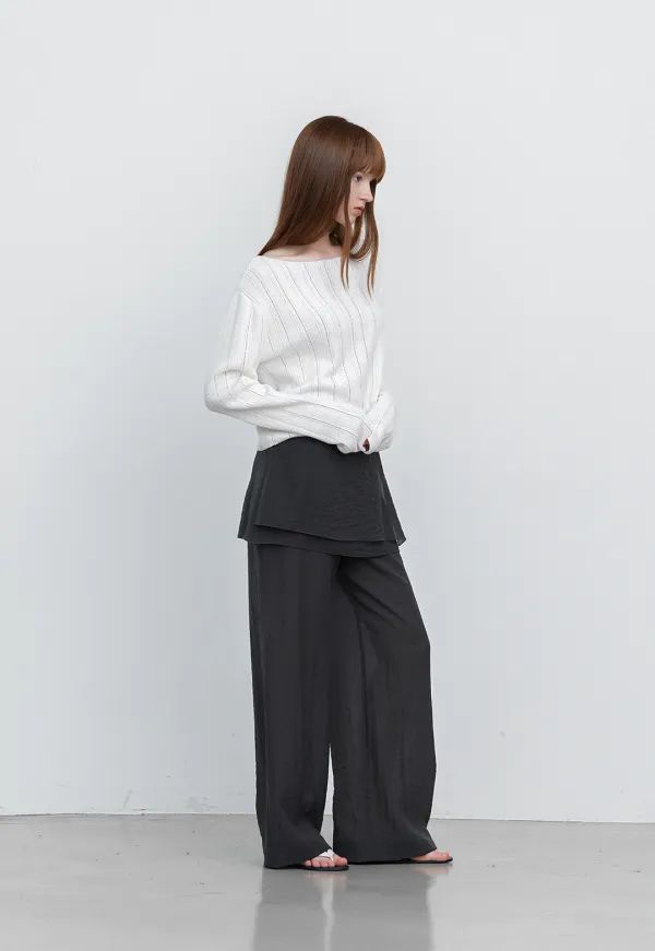 (PT-5750)BUTTON POINT WRAP SKIRT PANTS