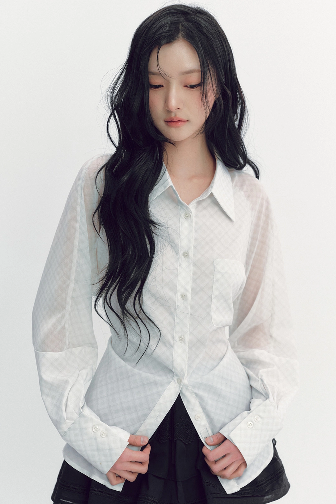 더티스 BLUEBERRY TART CHECK SHIRT (IVORY) 상품 이미지 3