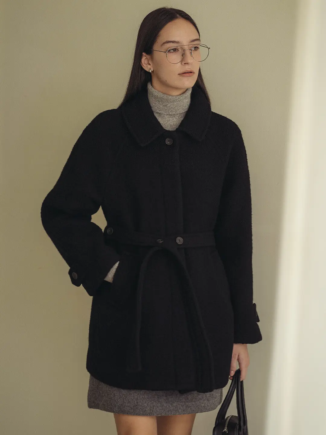 노운베러 Saint wool blended reglan coat_Black 상품 이미지 2
