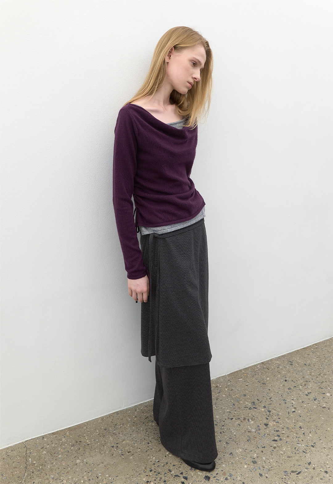 아뜰리에 나인 (T-7349)COLOR-BLOCK LAYERED COWLNECK KNIT 상품 이미지 3