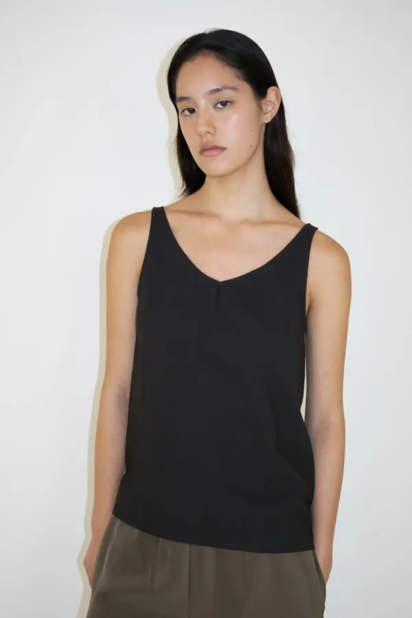 Airy Cotton Sleeveless Top (Black)