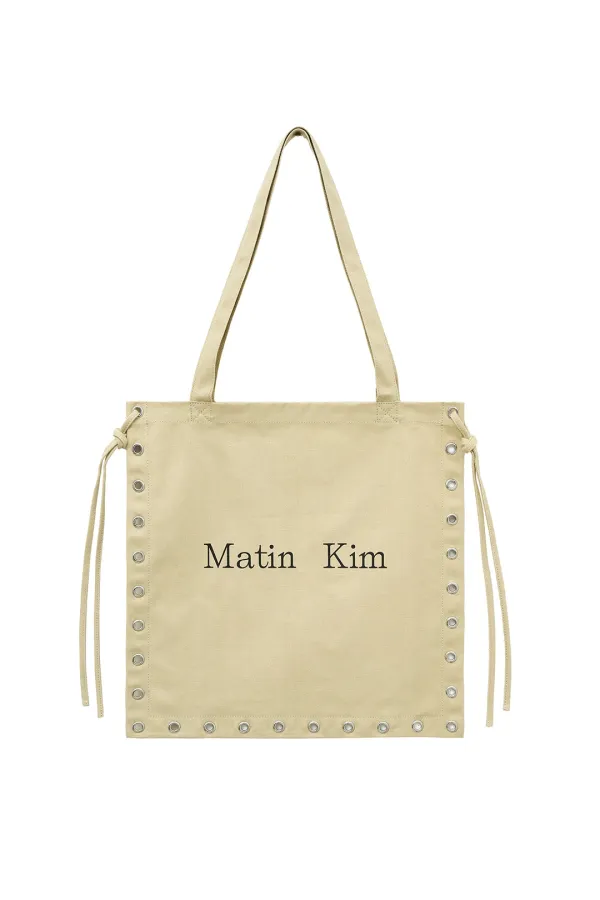 EYELET LOGO CANVAS ECOBAG IN BEIGE