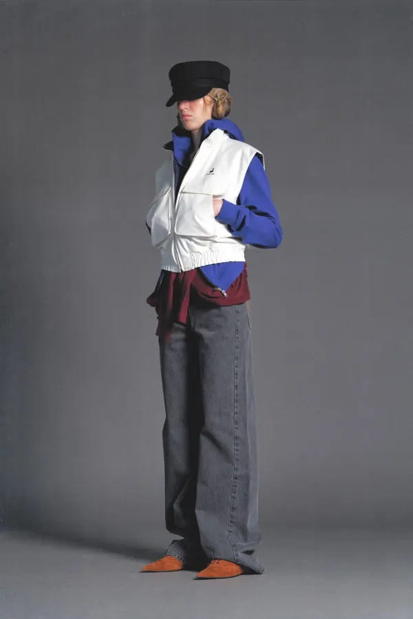 PF26 BLUE DRAPED ZIP-UP HOODIE