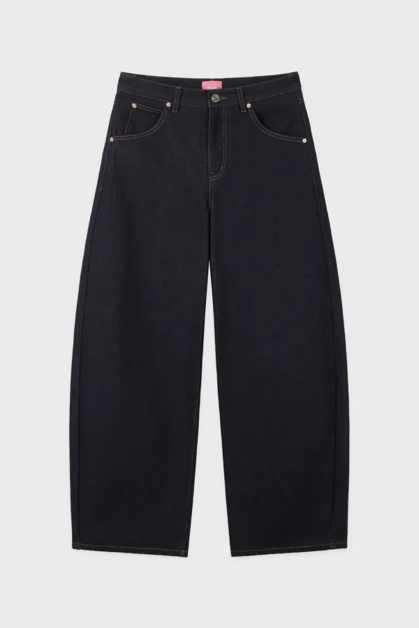 Balloon Fit Check Heart Denim (Indigo Blue)