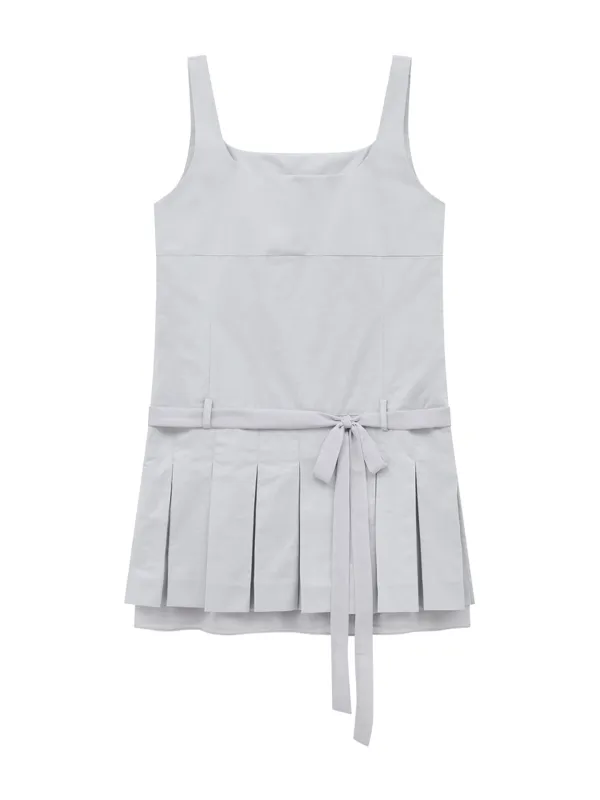 BELTED PLEATS ONE-PIECE (GREY)