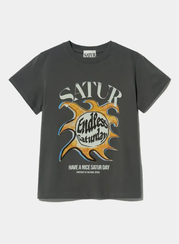 (W) Sun Retro Graphic T-Shirt - Retro Charcoal