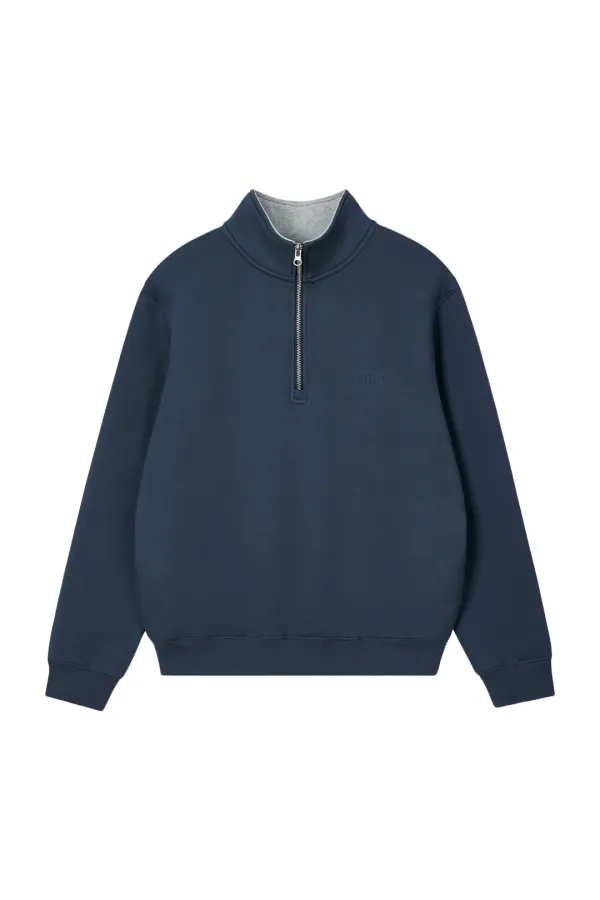 MONO LOGO HALF-ZIP SWEATSHIRT-NAVY