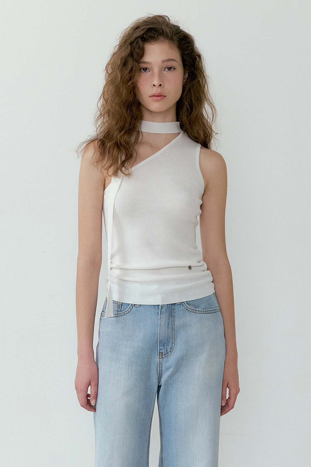 루시르주 One-shoulder Scarf Sleeveless Knit (ivory) 상품 이미지 1