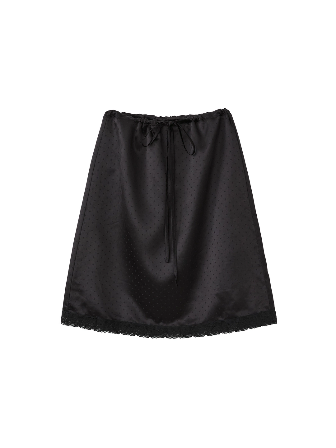 포에브 Dotted Drawstring Skirt - Black 상품 이미지 1