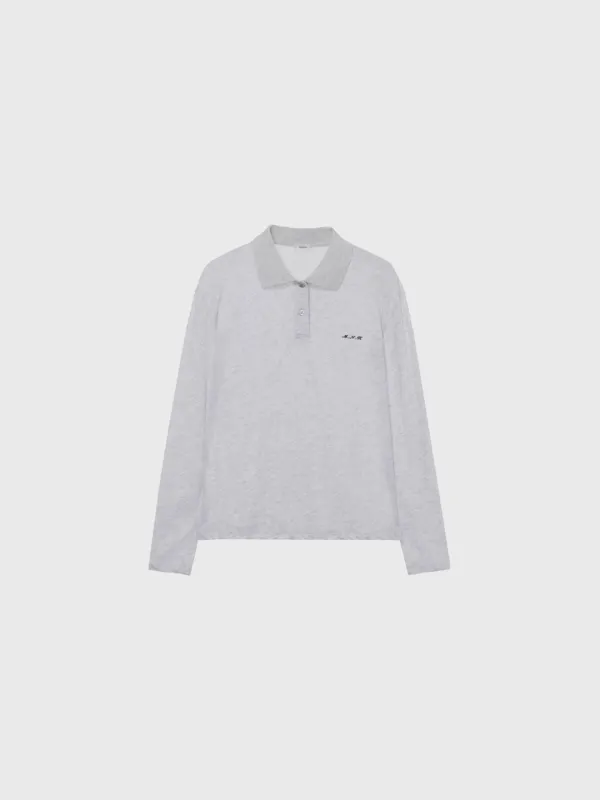 Cotton collar t-shirt (navy / light gray / gray)