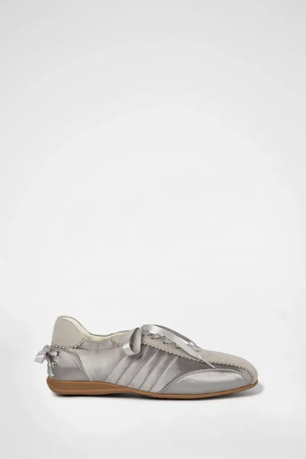 PLIE BACK RIBBON SNEAKERS / SILVER