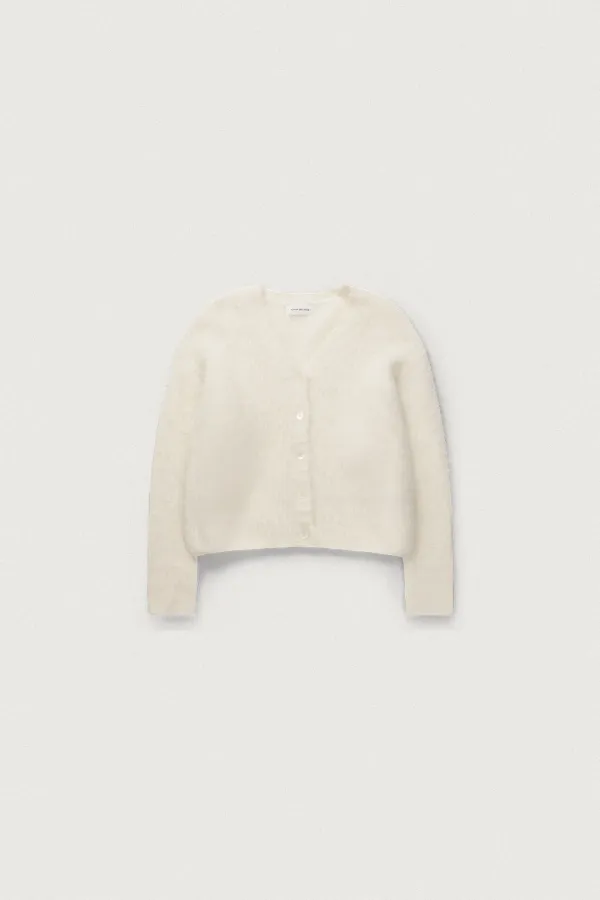 FURRY ALPACA LOOSE FIT CARDIGAN [IVORY]