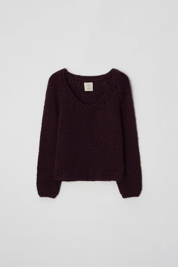 [2nd reorder] handmade scoop pullover (plum)