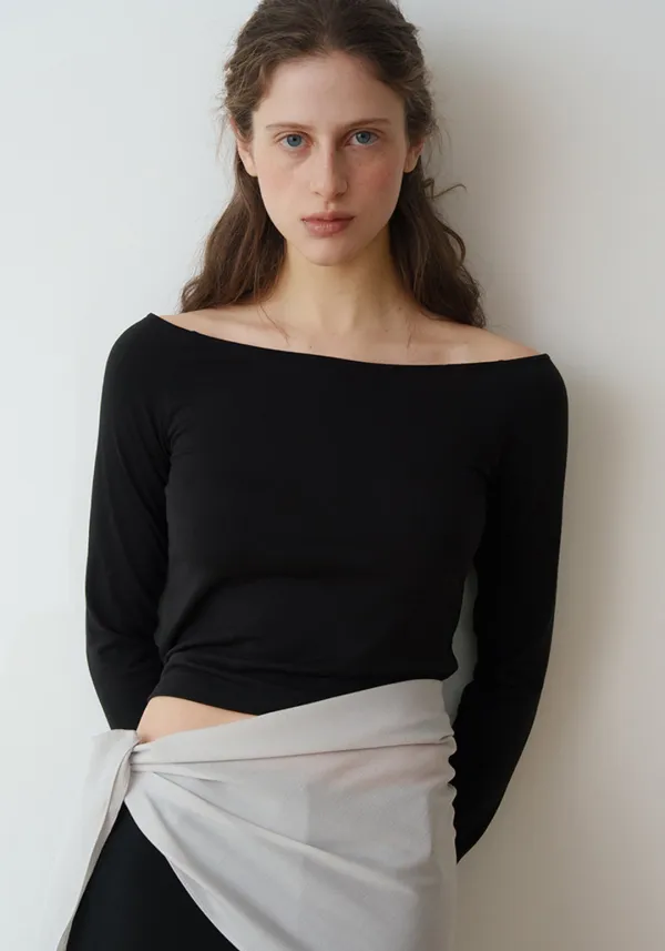 OFF NECK T-SHIRTS_BLACK_OF1C2XTL01BKA