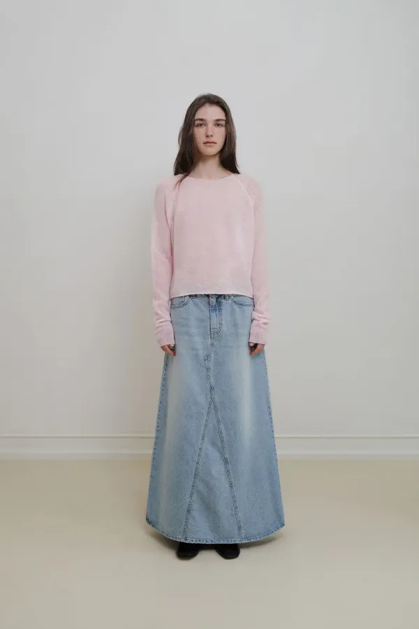 Boat neck sheer knit (baby pink)