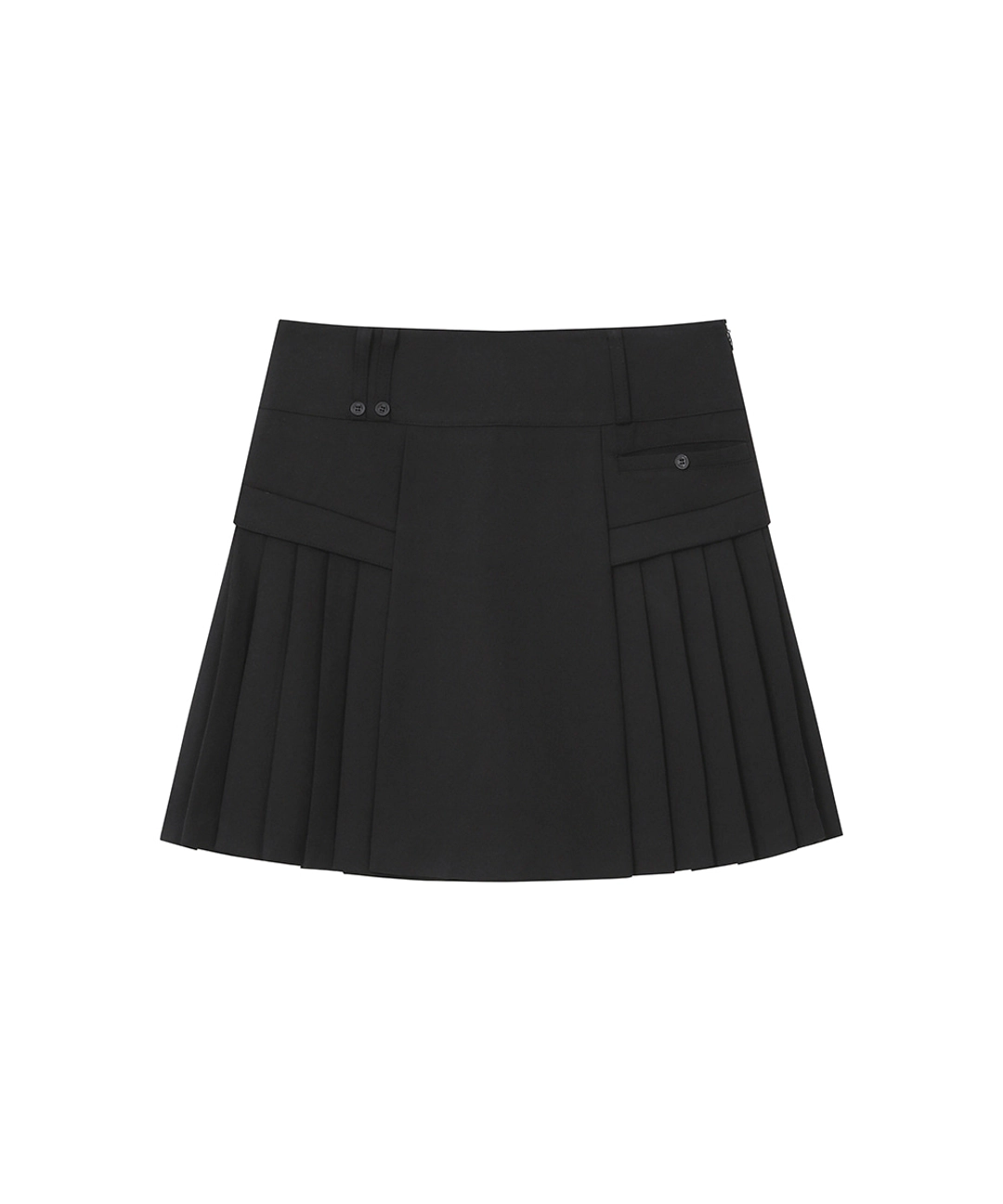 미세키서울 [레이 PICK] Side pleats line midi skirt BLACK 상품 이미지 1