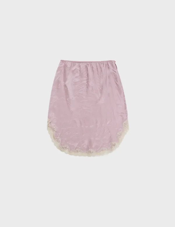 lace satin skirt in pink