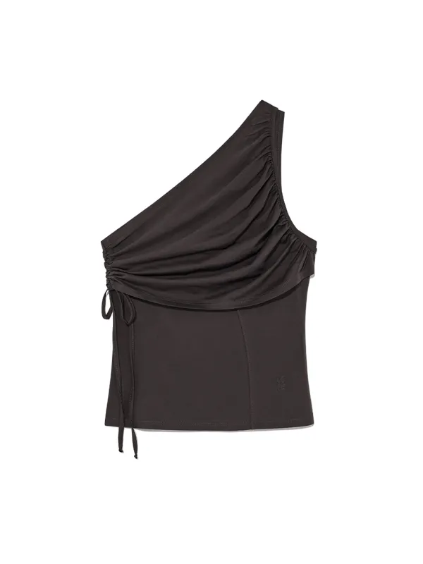 [크리스탈 착용][2차] Shirring One Shoulder Top Charcoal