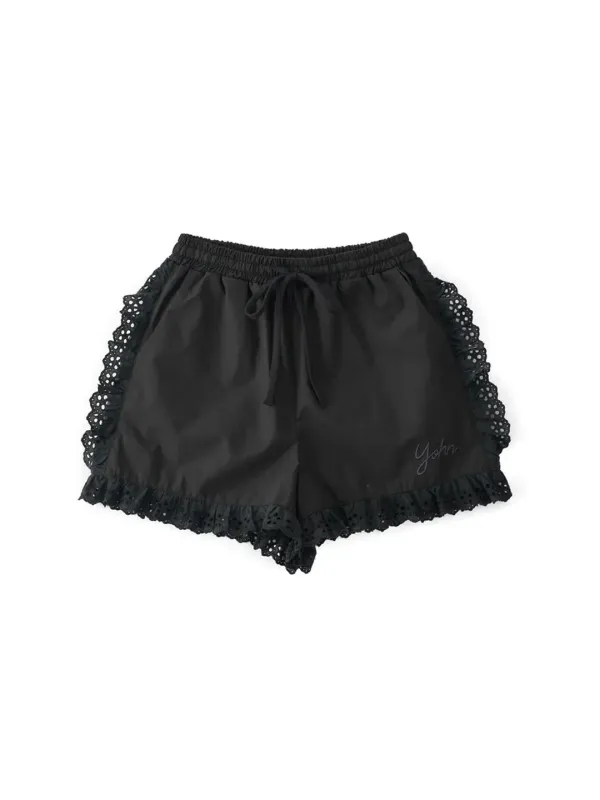 Lace Cotton Banding Shorts_ Charcoal