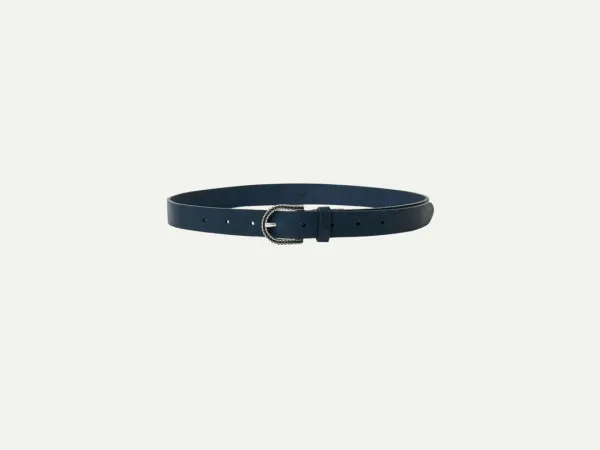 Via Leather belt (Navy) - viaplain