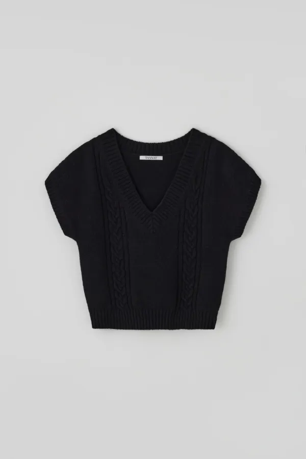 T/T Sleeve knit vest (black)