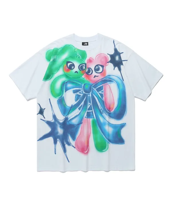 bunny bear spray art big big tee[skyblue]