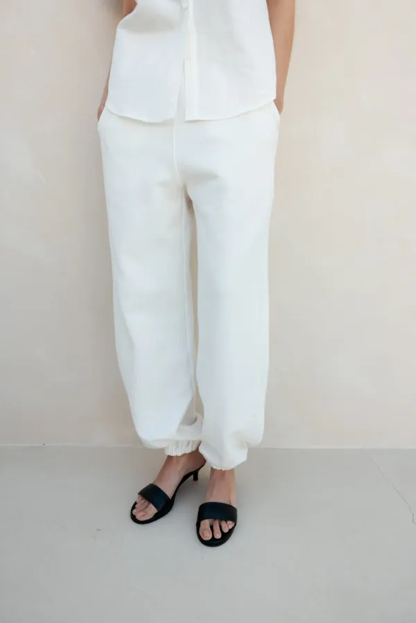 Boucle Sweat Pants (White)
