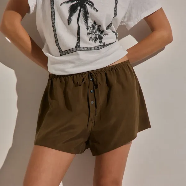Silk Drawstring Shortie - Cocoa