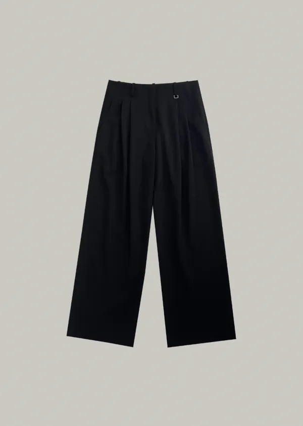 noir pintuck slacks (black)