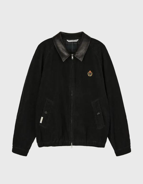 CREST WASHED CORDUROY BLOUSON JACKET / Black