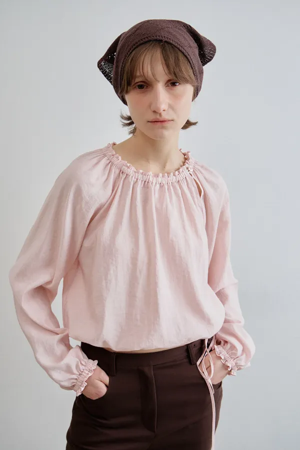 sage shirring blouse_pink