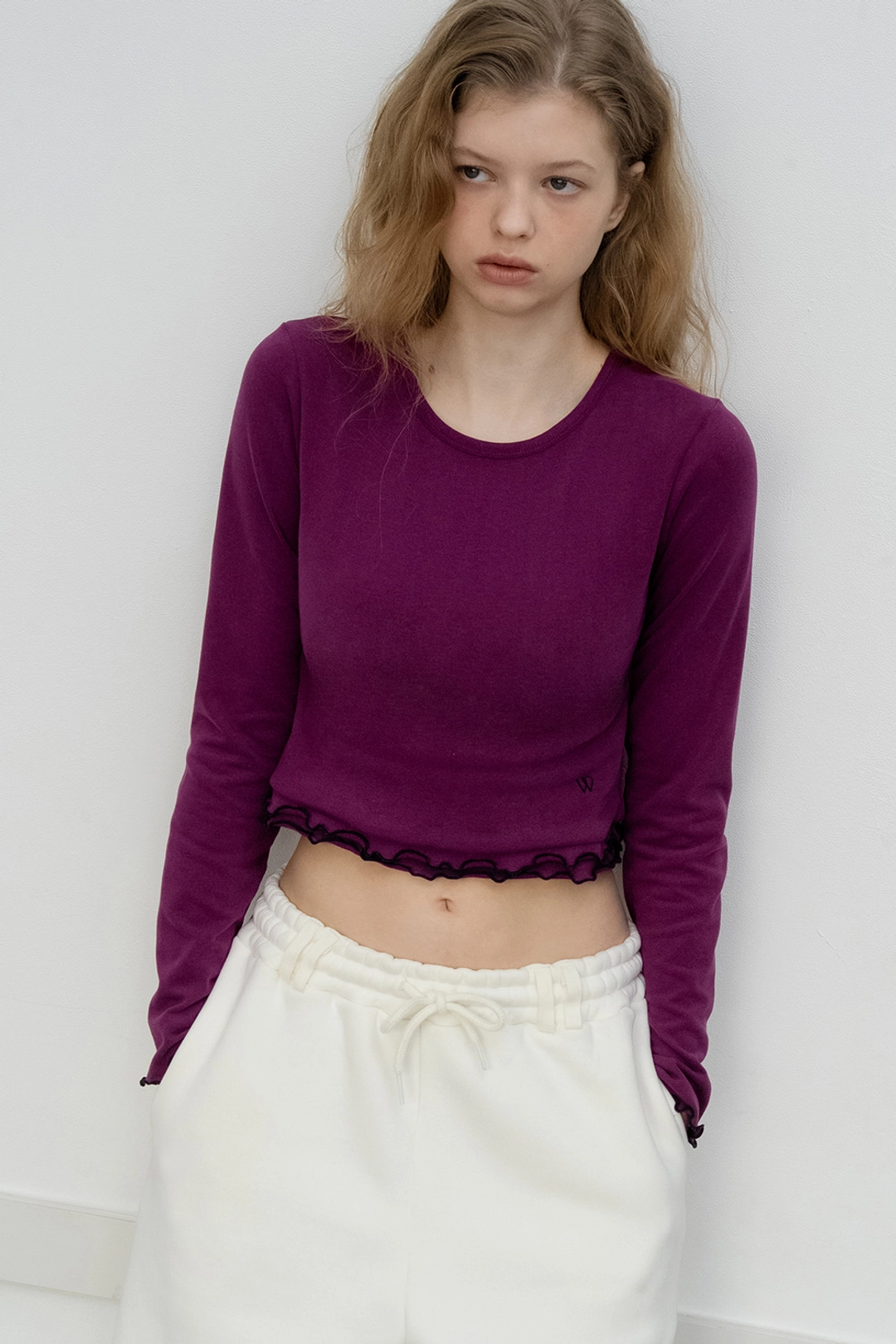 위드아웃썸머 Frill crop t-shirt_purple 상품 이미지 2