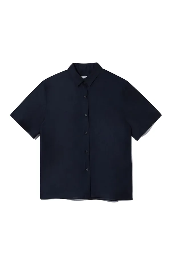SHEER STRUCTURED SHIRT [NAVY]