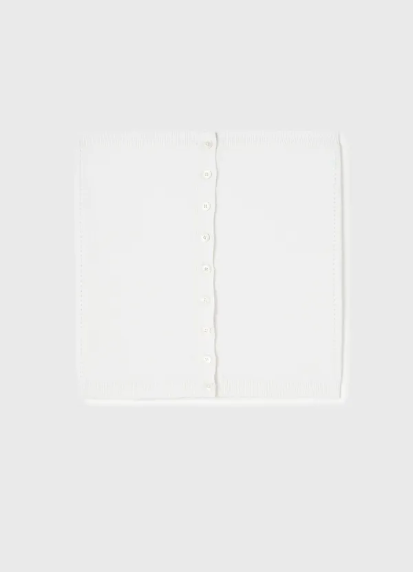 Button Knit Tube Top / White